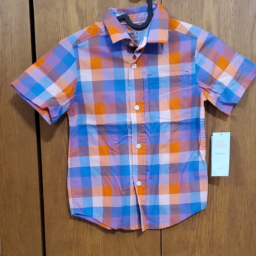 Cat & Jack Vibrant Plaid Button Down Shirt